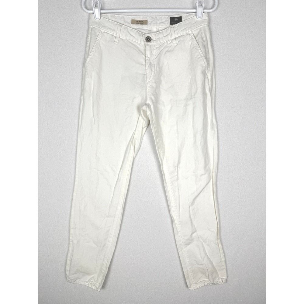 Ag Adriano Goldschmied The Tristan Tailored Trouser Womens 25R White Linen Blend